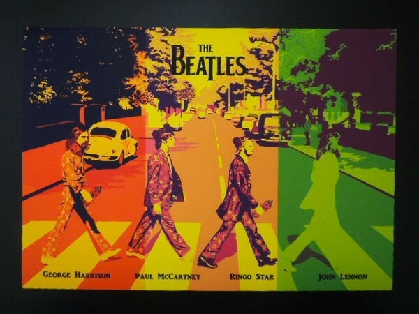 A4 額付き ポスター ビートルズ The Beatles アビイロード LV モノグラム アート 額装 フォトフレーム
