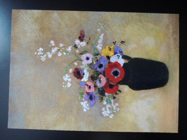 A4 額付き 花 オディロンルドン Odilon Redon 花瓶の花 Mixed Flowers ポスター 額装済み フォトフレーム