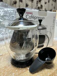 ハリオ 二重グラス カフェプレス・ 1-2杯用 CPW-2S シルバー☆HARIO 耐熱 二重ガラスで保温性のあるプレス式コーヒーポット