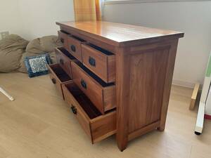  direct receipt limitation (pick up) Osaka city capital island district purity western style chest low chest drawer height 65.3cm, width 120cm, depth 38.3cm