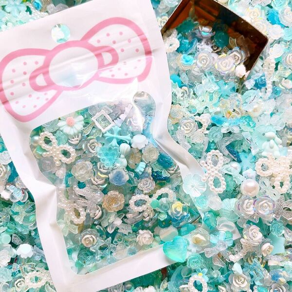 パーツすくい・１スコップ500円・Tiffany blue・ネイルデコパーツすくいハンドメイド