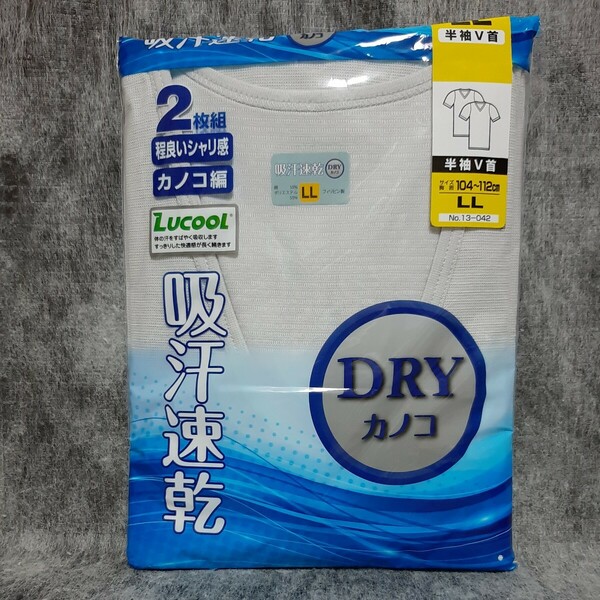 半袖V首シャツ LL 2枚組 DRY カノコ