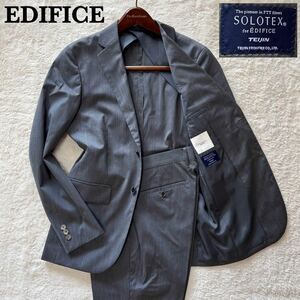 [ gentleman. ... unused goods ] Edifice ×SOLOTEX cloth travel suit setup wool polyester gray S size feeling of luxury 