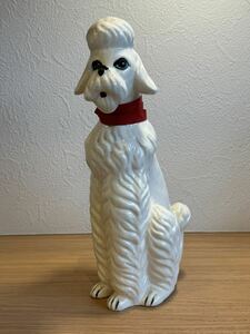 1950年 アンティーク プードル 白 ホワイト 置物 インテリア オブジェ アンティーク 犬 昭和 レトロ USA 雑貨 陶器 アメリカ 陶器人形