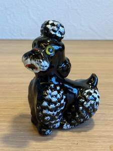アンティーク プードル 黒 ブラック 陶器 日本製 置物 インテリア オブジェ アンティーク 犬 昭和 レトロ USA 雑貨 陶器人形 ビンテージ