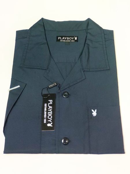 PLAYBOY 半袖 Mサイズ カジュアルシャツ オープンカラー ストライプ 新品 綿100% 22PB002M-2