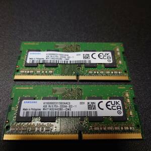 ノートPC用　DDR4　メモリー　４GB×２　実働確認済み　3200Mbps　サムソン　M471A5244CB0-CWE