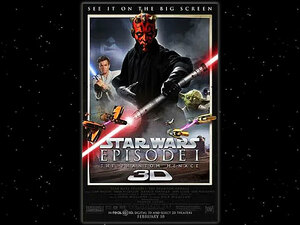 スターウォーズ/ファントム・メナス3D上映プロモーションダブルサイドポスター/STAR WARS/EPISODE Ⅰ/ダースモール/ライトセーバー/ヨーダ