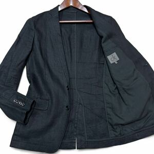 【美品】 Calvin Klein カルバンクライン アンコンジャケット テーラード リネン100% 麻 サマージャケット ブラック 黒 Mサイズ