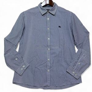 BURBERRY BLACK LABEL Burberry черный рубашка с длинным рукавом рубашка шланг Logo голубой полоса проверка 3 размер 