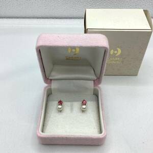 [00128]TASAKI Tasaki Shinju tasaki pearl pearl earrings K18 2.4g secondhand goods two next Ryuutsu goods 