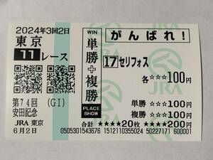 JRA 東京競馬場 安田記念 2024 セリフォス 現地応援馬券 がんばれ馬券