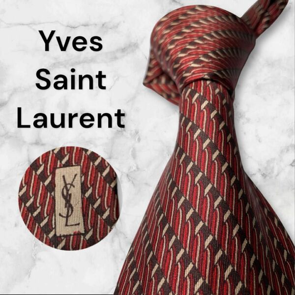 340 美品　Yves Saint Laurent イブサンローラン　イヴ・サンローラン　ネクタイ　総柄 ハイブランド