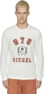 ★新品未使用/DIESEL/価格18000円★ダグ付 DIESEL メンズ ロゴ グラフィック ロングTシャツ オフホワイト L