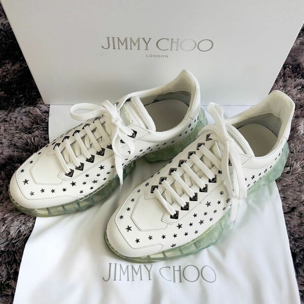 【美品！箱付】JIMMY CHOO DIAMOND ジミーチュウ ダイヤモンド トレイル スニーカー ローカット 白 26cm