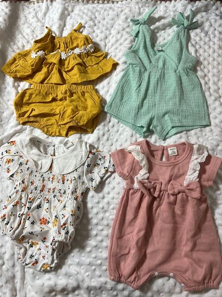 ベビー服 キッズ服 新生児服 キャミソール セットアップ 赤ちゃん服56サイズ 4点セット