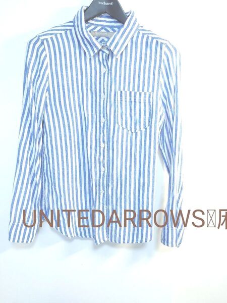 UNITEDARROWS麻100% 長袖シャツ ストライプ柄