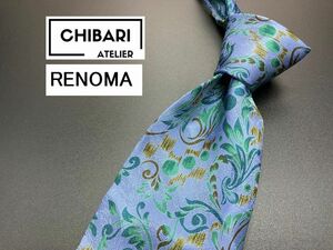 【超美品】RENOMA　レノマ　花柄　ネクタイ　3本以上送料無料　ブルー系　0505189