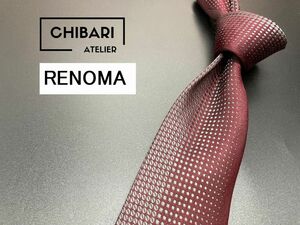 【美品】RENOMA　レノマ　ドット柄　ネクタイ　3本以上送料無料　ワインレッド　0601011