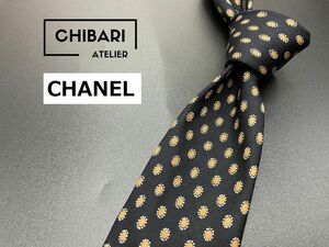 【超美品】CHANEL　シャネル　ロゴ＆ドット柄　ネクタイ　3本以上送料無料　ブラック　0601243