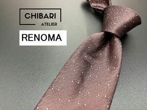 【超美品】RENOMA　レノマ　ドット柄　ネクタイ　3本以上送料無料　ブラウン系　0601204