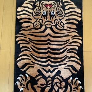 SALE《 本物 1点物 》 シルク チベタンタイガー チベット絨毯 77cm×46.5cm