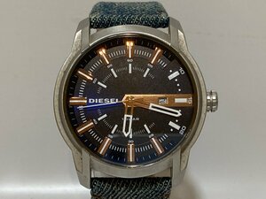 稼働品【1k053168】DIESEL ディーゼル 腕時計 クォーツ メンズ 文字盤ネイビー デニムバンド 電池交換済