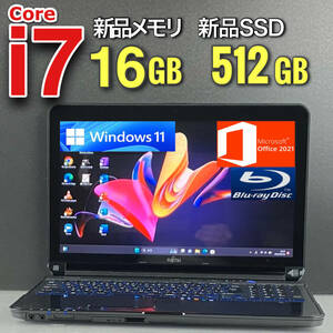  сильнейший i7[ память 16GB/ новый товар SSD512GB/Core i7-3.10GHz] популярный Fujitsu ноутбук /Windows11/Office2021/Blu-ray/Web камера /Wi-Fi/ бесплатный привилегия 1TB