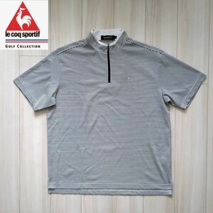 新品に近い ルコック ゴルフ モックネックシャツ LL メンズ O 半袖 ポロシャツ le coq sportif GOLF デサント 美品