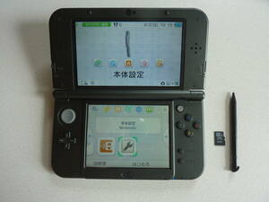  nintendo New3DS LL metallic black (FW11.17.0-50) touch pen .SD card (4GB). attached does. simple operation verification ending. junk treatment goods.!