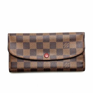 【中古】LV/ルイヴィトン　N63544　ポルトフォイユ・エミリー　ダミエ　エベヌ　長財布　レディース