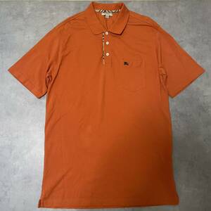 BURBERRY LONDON Burberry London polo-shirt with short sleeves deer. . hose Logo embroidery . pocket attaching orange noba check L size 
