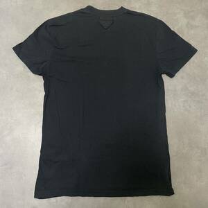 PRADA プラダ 三角パッチ トライアングルロゴ　無地 半袖 Tシャツ 半袖Tシャツ クルーネック トップス メンズ コットン ブラック XSサイズ