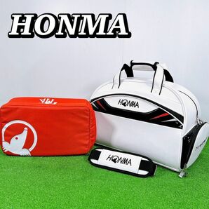 【良品】HONMA ホンマ 本間ゴルフ　ボストンバッグ ホワイト ゴルフバッグ 鞄 ショルダー付き シューズケース ゴルフ用