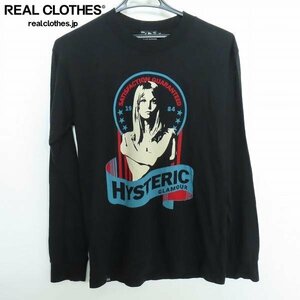 ☆HYSTERIC GLAMOUR/ヒステリックグラマー SATISFACTION プリント リブ付 長袖Tシャツ/ロンT ブラック 02171CL04 XS /LPL