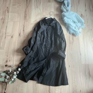 ② ジオン シャミー Chamois ドット ジャガード 羽織 オーバー コート ワンピース 黒 大きいサイズ42