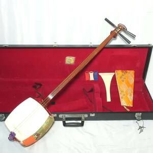  shamisen маленький . жесткий чехол есть палочки /. предварительный струна приложен традиционные японские музыкальные инструменты /160 размер 