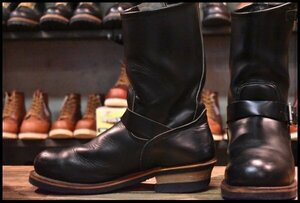 【9D 中古 PT99プリント 旧シルエット 03年】レッドウィング 2268 エンジニア 黒 ブラッククローム プルオン ブーツ redwing HOPESMORE