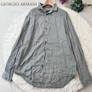 GIORGIO ARMANI ジョルジオアルマーニ 長袖シャツ ストライプ L (41/16) イタリア製 メンズ A5462