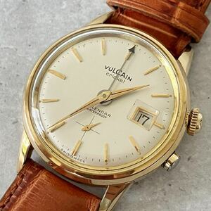 * antique [ rare ]VULCAIN Val can kli Kett alarm with function hand winding wristwatch / watch /[ junk ]/20 micro n/ analogue 