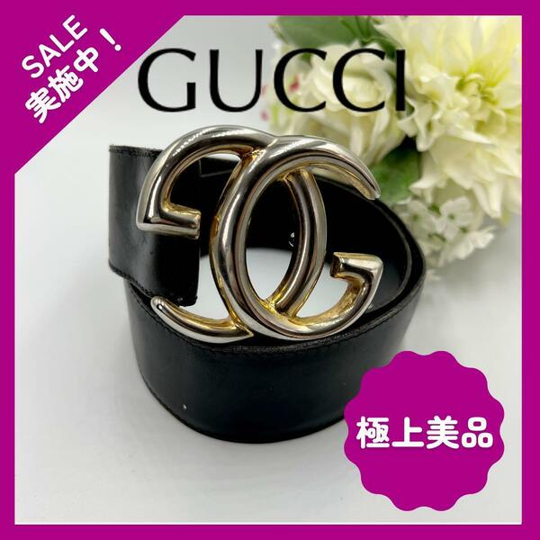 【大人気】GUCCI グッチ ベルト レザー GGゴールド金具