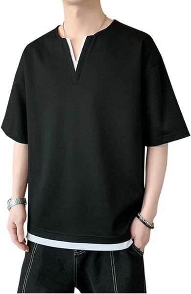 Tシャツ 夏服 メンズ 半袖tシャツ メンズ カジュアルVネックビッグt 無地 大きい おおきい サイズ 軽い 柔らかい