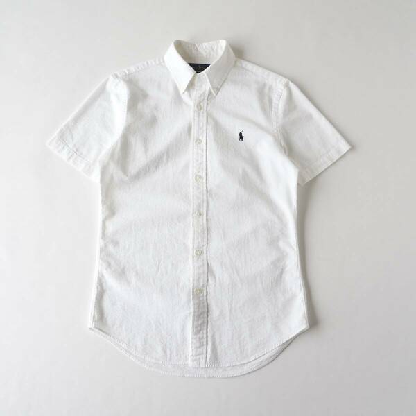 ラルフローレン　Ralph Lauren　シアサッカーシャツ　半袖　ホワイト　ポニー刺繍　美品　メンズ