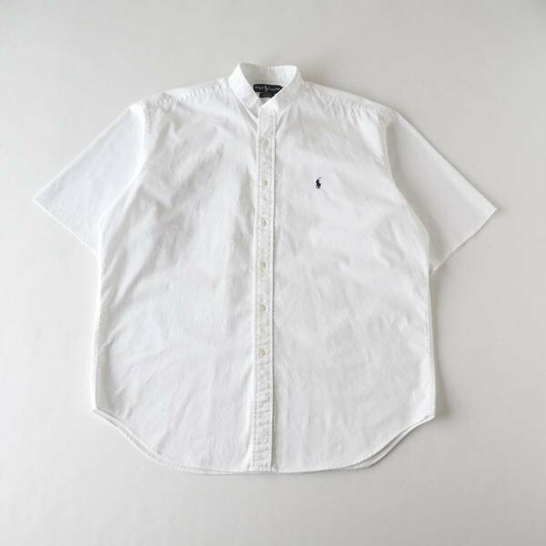 ラルフローレン　Ralph Lauren　半袖シャツ　ノーカラー　ビッグサイズ　リメイク　ホワイト　美品　メンズ