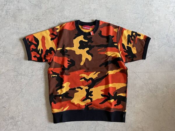 (M) 未使用品15ss Supreme S/S Logo Crewneck Sweat Camo カモフラ 迷彩 シュプリーム 半袖スウェットシャツ デッドストック 納品書付き