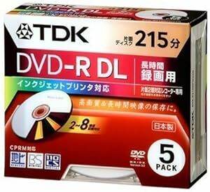 TDK DVD-R録画用 片面2層 215分録画（SPモード） CPRM対応 ホワイトプリンタブル 5枚パック [DVD-R215