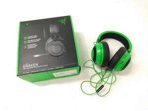 ◆ 動作品 元箱付き Razer KRAKEN Green ゲーミングヘッドセット ヘッドホン 本体 アナログ接続 レイザー クラーケン 0603B4 @80 ◆