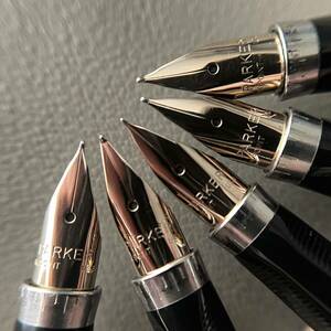 洗浄済 万年筆 5本1セット Parker パーカー 75 14K USA 銀軸 銀製 シルバー vintage fountain pen starring silver B