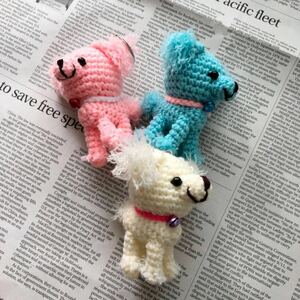  original knitting poodle key holder braided hand made toy poodle pink moreover, blue 