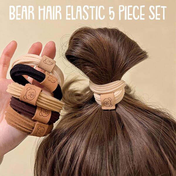クマのヘアゴム 5本セット ブラック ブラウン ベージュ ホワイト ヘアアクセサリー レディース 髪飾り くま 熊 クマ